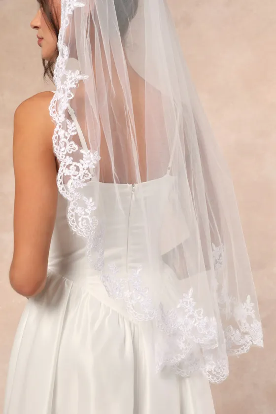 Richelle White Tulle Embroidered Veil sold by Lulus product image thumbnail 2