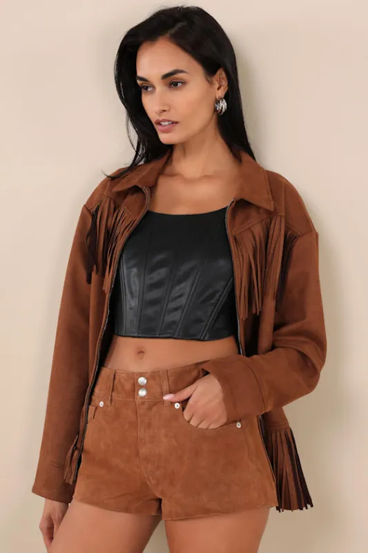Fortune Cookie Brown Suede Shorts sold by Lulus