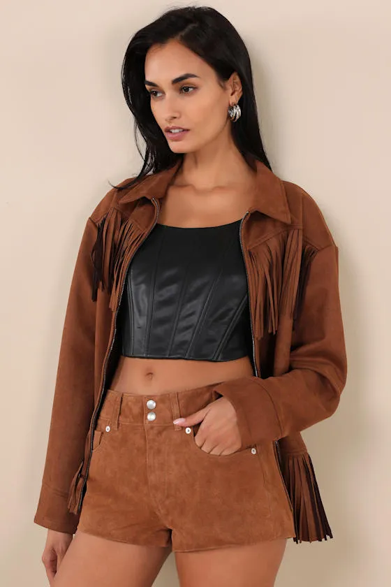 Fortune Cookie Brown Suede Shorts sold by Lulus