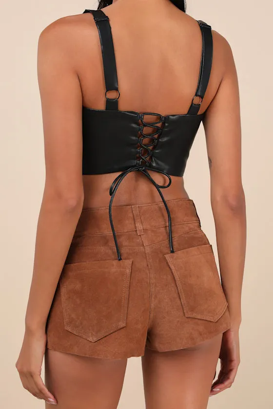 Fortune Cookie Brown Suede Shorts sold by Lulus product image thumbnail 2