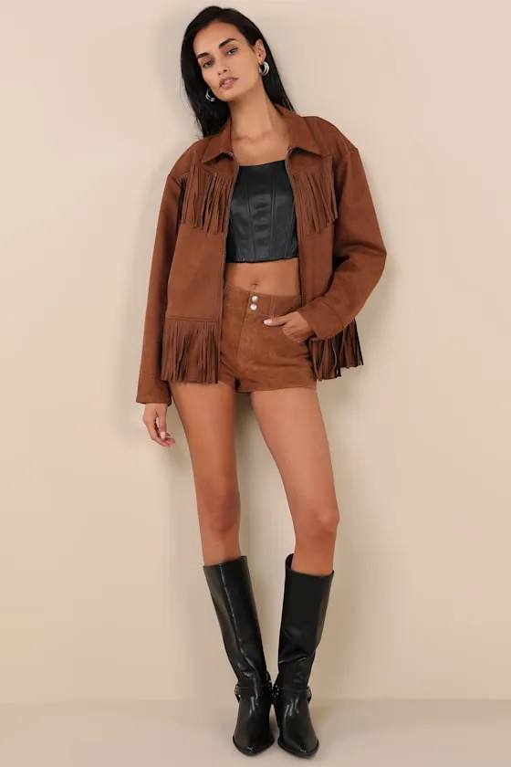 Fortune Cookie Brown Suede Shorts sold by Lulus product image thumbnail 4