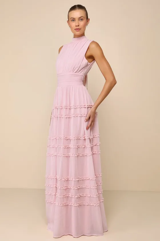 Enchantingly Sweet Blush Pink Chiffon Backless Maxi Dress sold by Lulus product image thumbnail 2