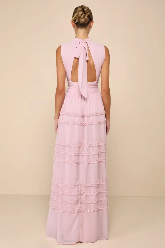 Enchantingly Sweet Blush Pink Chiffon Backless Maxi Dress sold by Lulus product image thumbnail 3