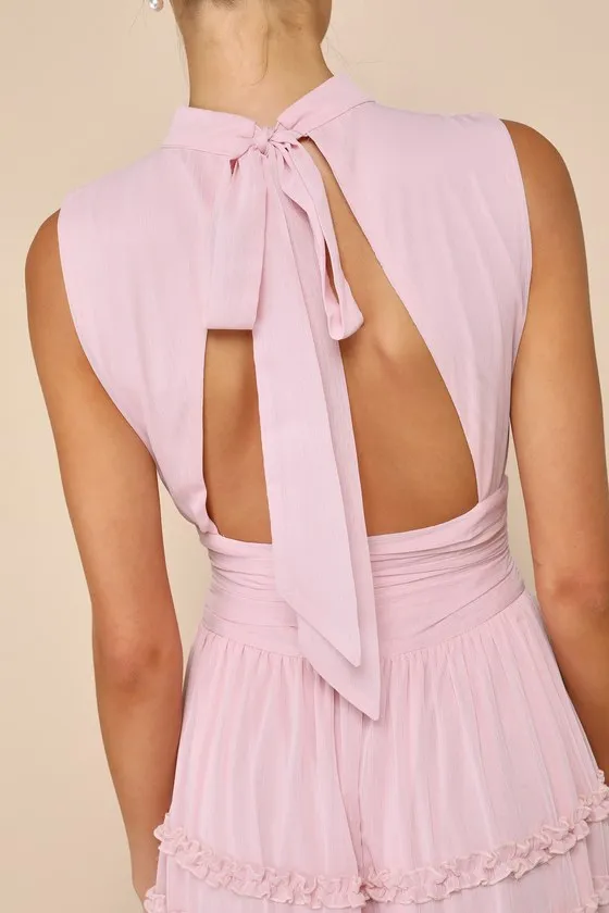 Enchantingly Sweet Blush Pink Chiffon Backless Maxi Dress sold by Lulus product image thumbnail 4