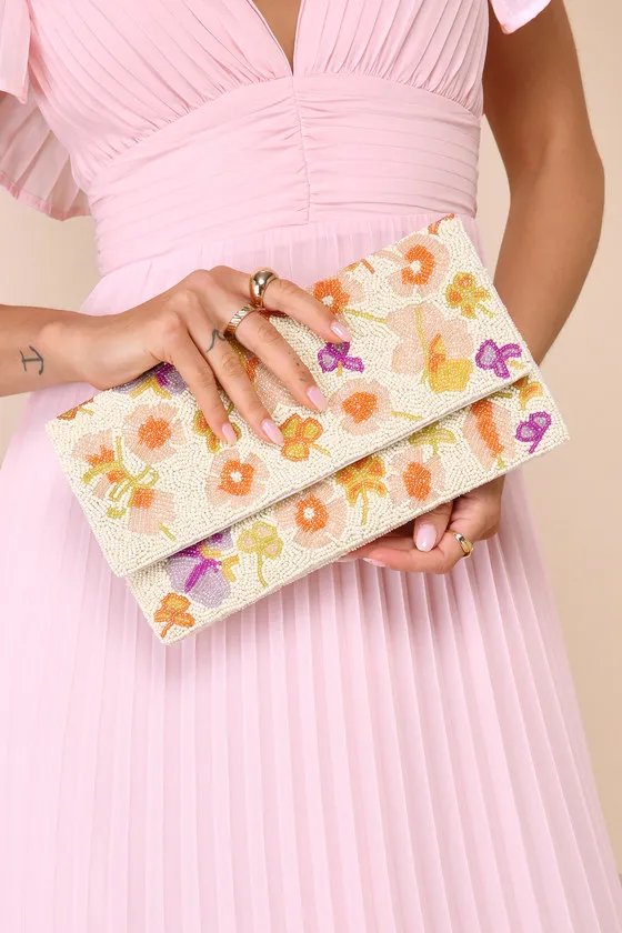 Ideal Season Ivory Floral Beaded Rectangular Clutch sold by Lulus product image thumbnail 2