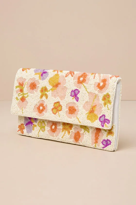 Ideal Season Ivory Floral Beaded Rectangular Clutch sold by Lulus product image thumbnail 4