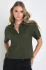Easy Aesthetic Olive Green Linen Short Sleeve Button-Up Top sold by Lulus