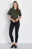 Easy Aesthetic Olive Green Linen Short Sleeve Button-Up Top sold by Lulus