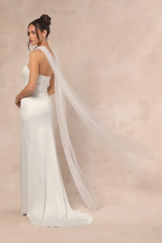 Cascading Romance White Tulle Veil Scarf made by Lulus