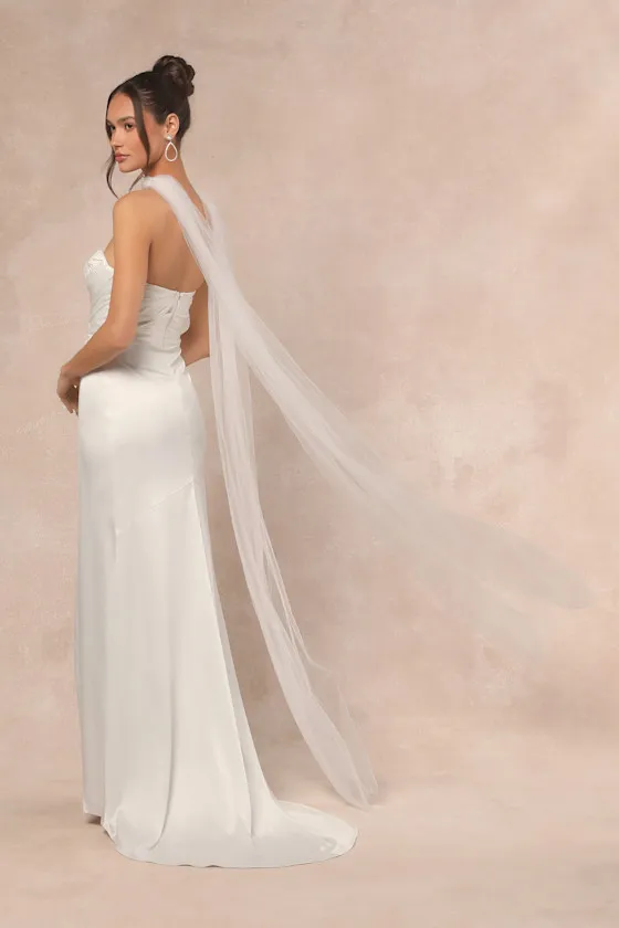 Cascading Romance White Tulle Veil Scarf sold by Lulus