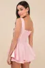 Radiant Flair Light Pink Floral Jacquard Bustier Skort Romper sold by Lulus