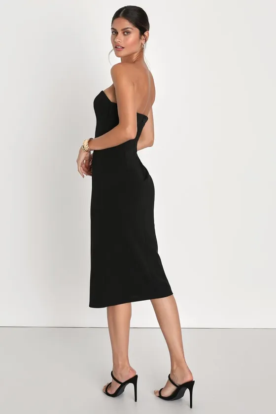 Loving the Feeling Black Strapless Bodycon Midi Dress sold by Lulus product image thumbnail 3