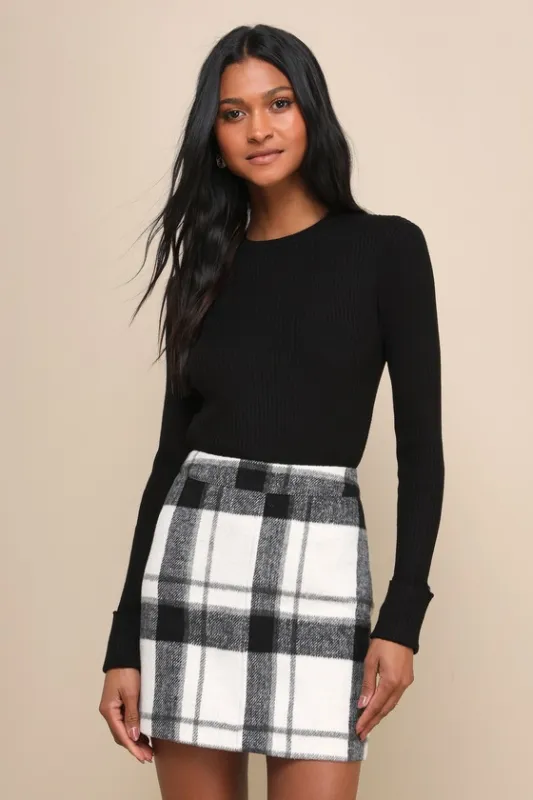 Karlee Black Ribbed Knit Long Sleeve Sweater Top sold by Lulus