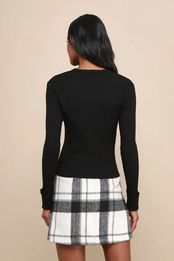 Karlee Black Ribbed Knit Long Sleeve Sweater Top sold by Lulus product image thumbnail 2