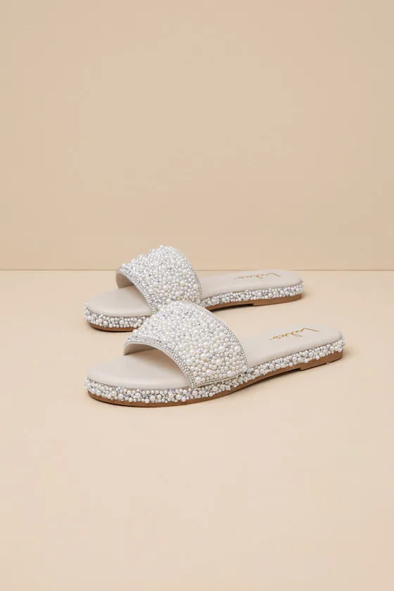 Capricia Ivory Pearl Rhinestone Slide Sandals sold by Lulus product image thumbnail 2