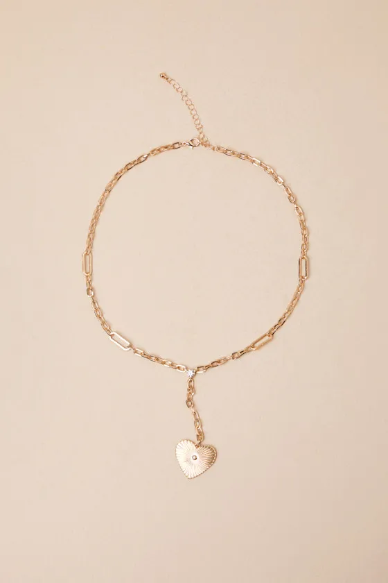 Glowing Affection Gold Heart Necklace sold by Lulus product image thumbnail 2