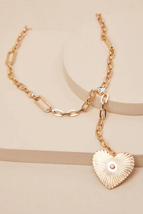 Glowing Affection Gold Heart Necklace sold by Lulus product image thumbnail 4