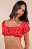 Imuna Red Anchor Print Off-the-Shoulder Crop Top sold by Lulus