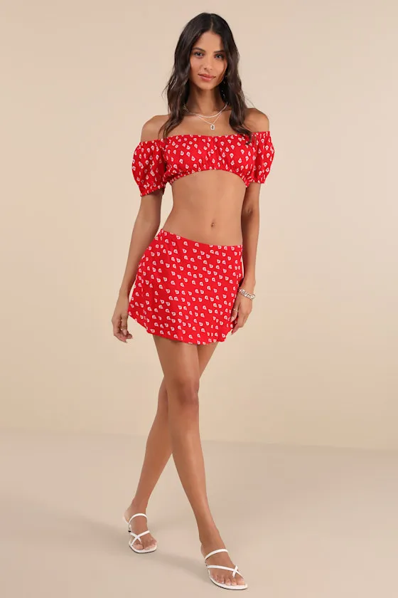 Imuna Red Anchor Print Off-the-Shoulder Crop Top sold by Lulus product image thumbnail 2
