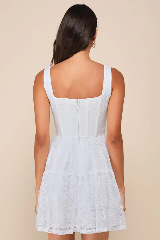 Truly Flawless White Lace Sleeveless Bow Bustier Mini Dress sold by Lulus product image thumbnail 3