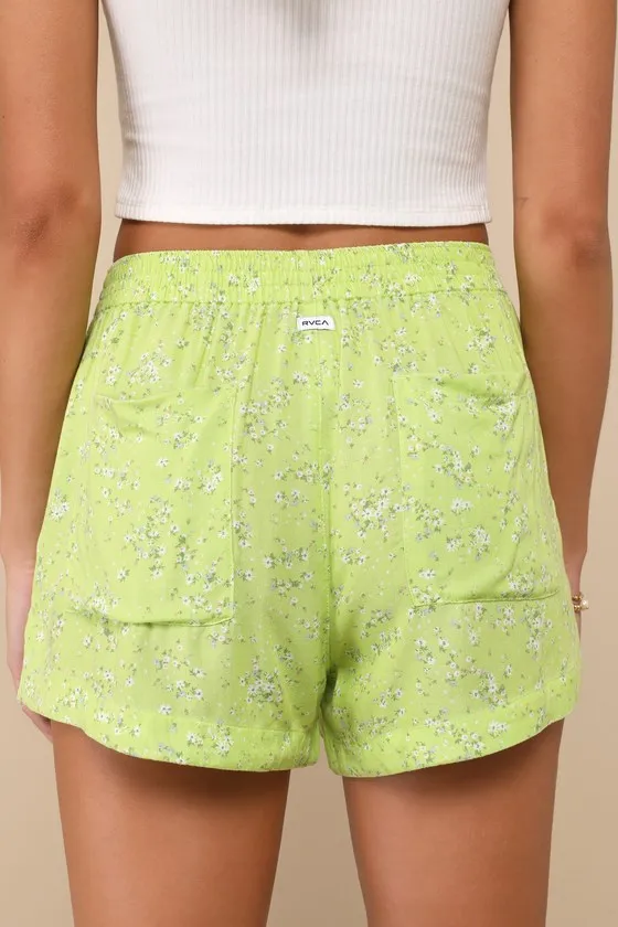Sawyer Lime Green Floral Print Pull-On Shorts sold by Lulus product image thumbnail 3