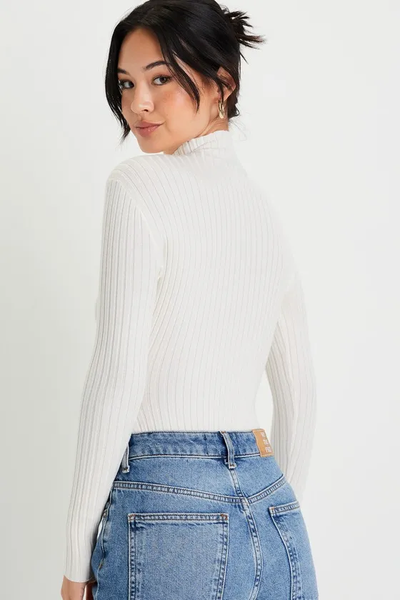 Crawford Ivory Long Sleeve Mock Neck Bodysuit sold by Lulus product image thumbnail 3