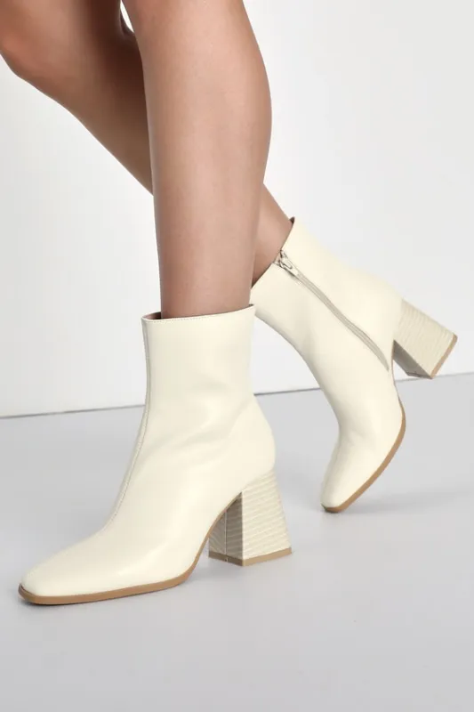 Charleigh Bone Square Toe Mid-Calf Boots sold by Lulus