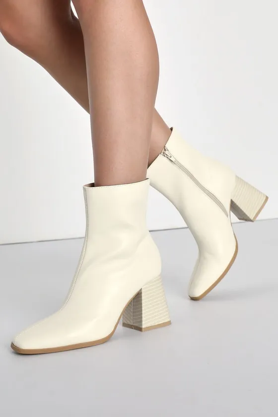 Charleigh Bone Square Toe Mid-Calf Boots sold by Lulus