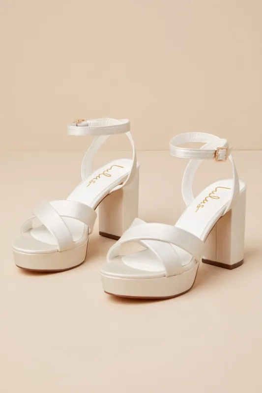 Selah Ivory Ankle Strap Heels sold by Lulus
