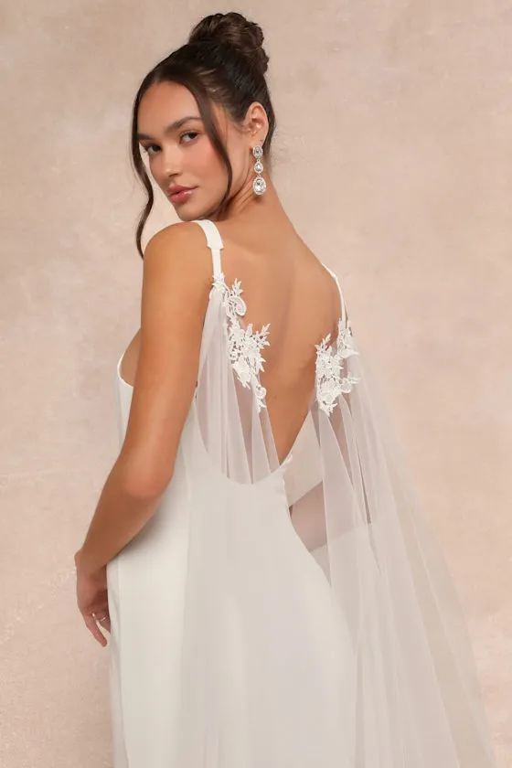 Caldecott White Tulle Cathedral Cape Veil sold by Lulus