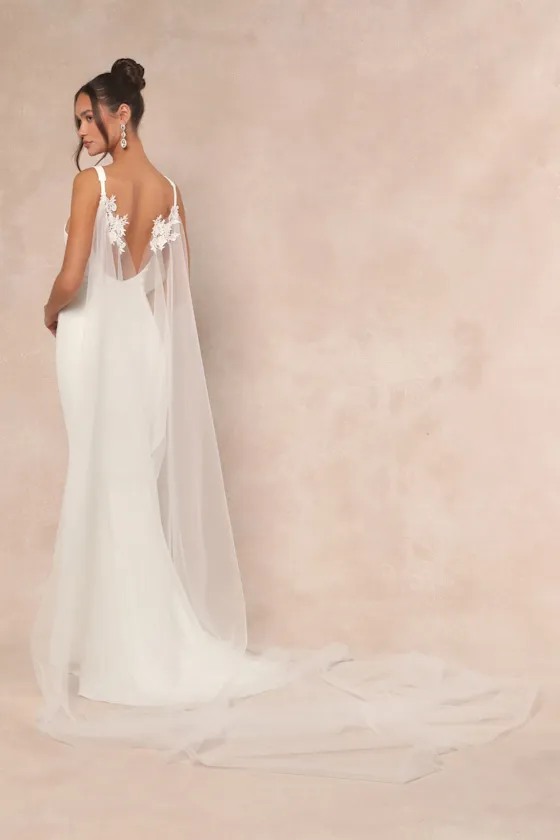 Caldecott White Tulle Cathedral Cape Veil sold by Lulus product image thumbnail 3