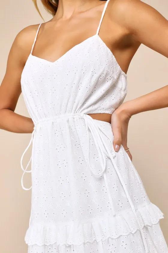 Summertime Babe White Eyelet Embroidered Cutout Midi Dress sold by Lulus product image thumbnail 4