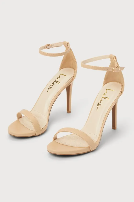 Loveliness Light Nude Ankle Strap Heels sold by Lulus