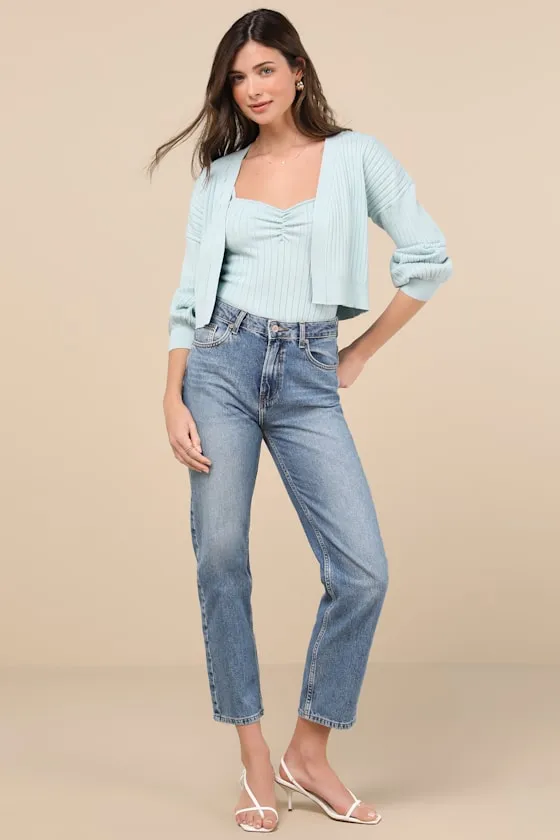 Cutest Duet Mint Blue Knit Cami Top and Cardigan Sweater Set sold by Lulus product image thumbnail 4