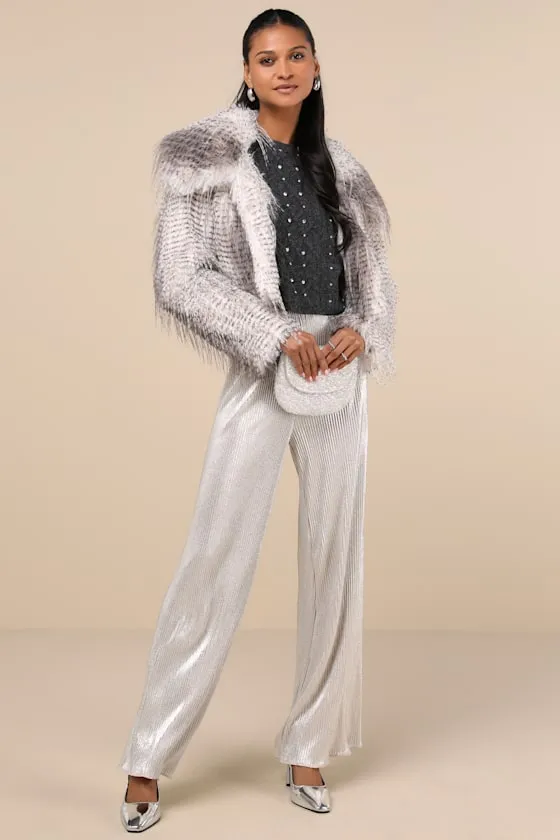 Premium Coziness Grey Faux Fur Cropped Jacket sold by Lulus product image thumbnail 2