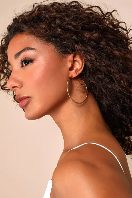 Alter Ego Gold Hoop Earrings sold by Lulus product image thumbnail 4