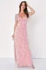 Dreamiest Desires Pink Floral Flutter Sleeve Maxi Dress sold by Lulus