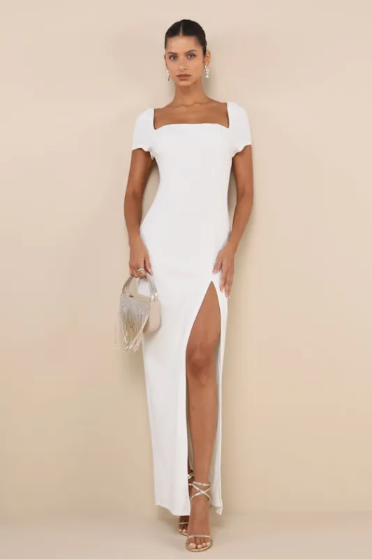 Magnificent Impression White Square Neck Short Sleeve Maxi Dress sold by Lulus