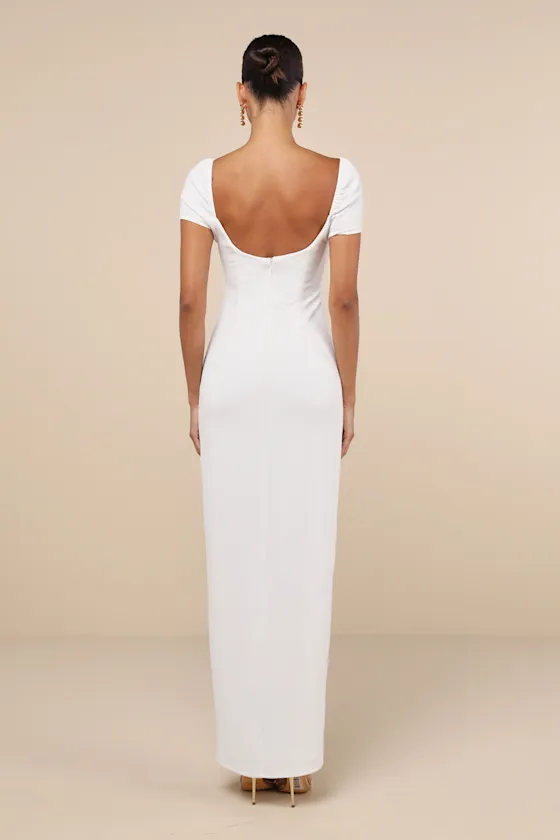Magnificent Impression White Square Neck Short Sleeve Maxi Dress sold by Lulus product image thumbnail 2
