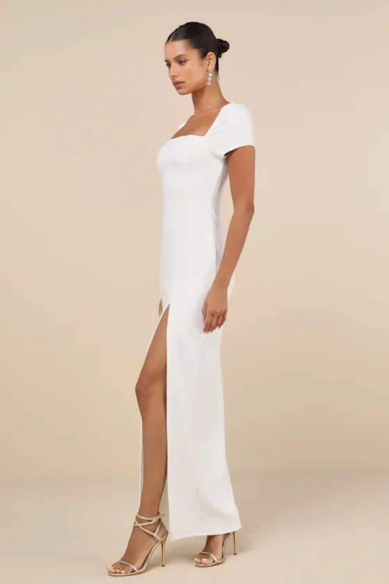 Magnificent Impression White Square Neck Short Sleeve Maxi Dress sold by Lulus product image thumbnail 4
