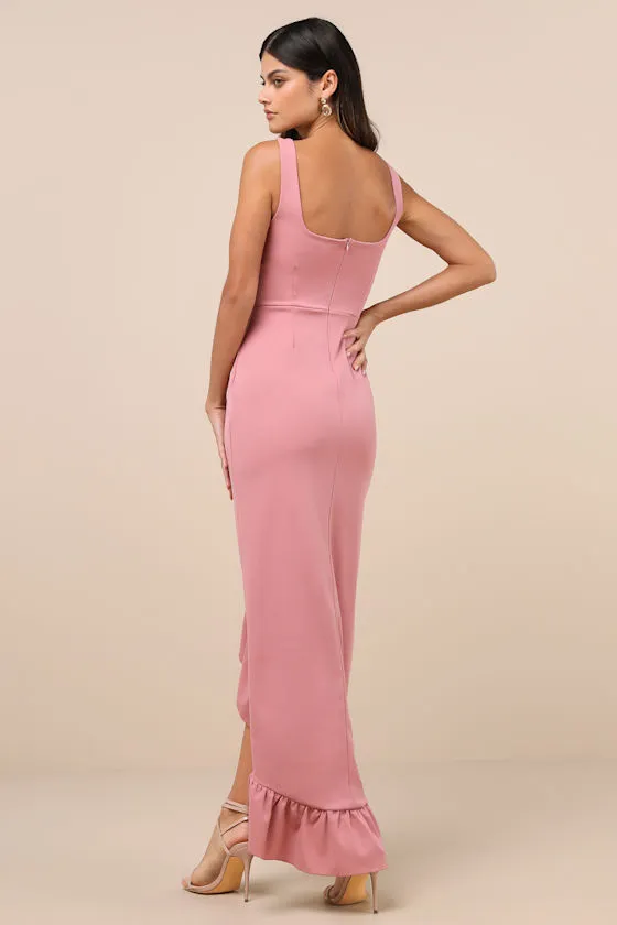 Immaculate Excellence Pink Sleeveless Ruffled Tulip Maxi Dress sold by Lulus product image thumbnail 2