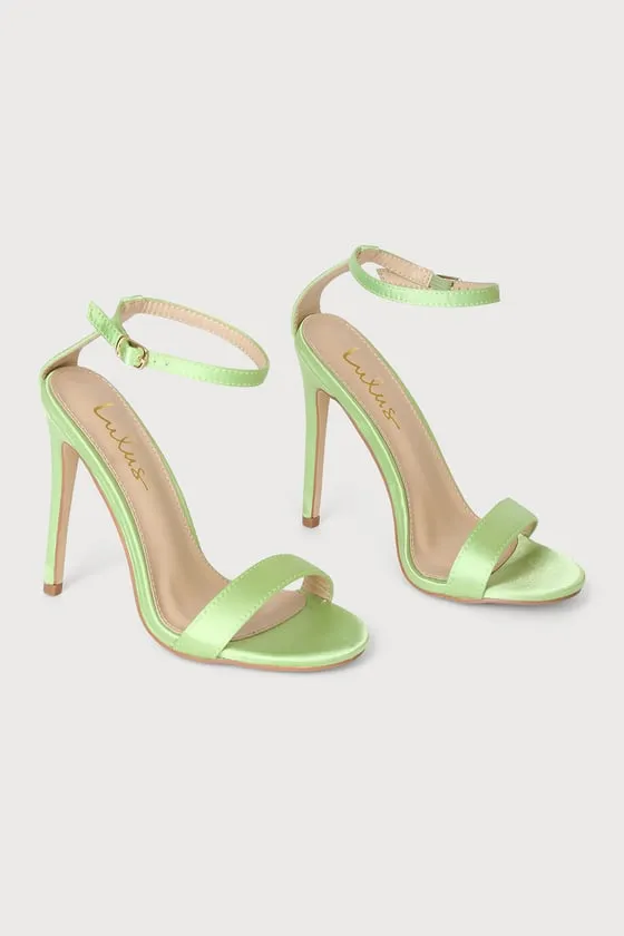 Ellyy Green Satin Ankle Strap Stiletto Heels sold by Lulus