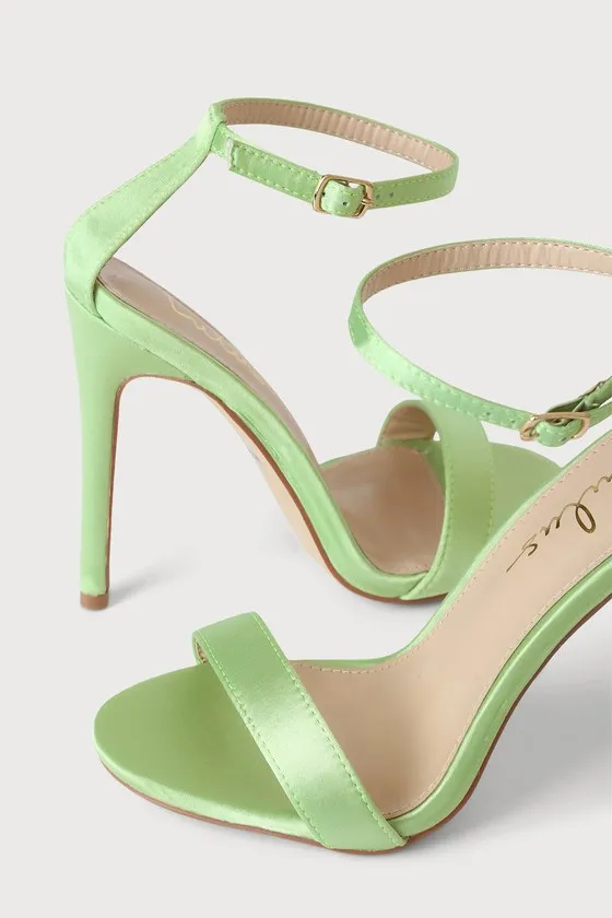 Ellyy Green Satin Ankle Strap Stiletto Heels sold by Lulus product image thumbnail 2