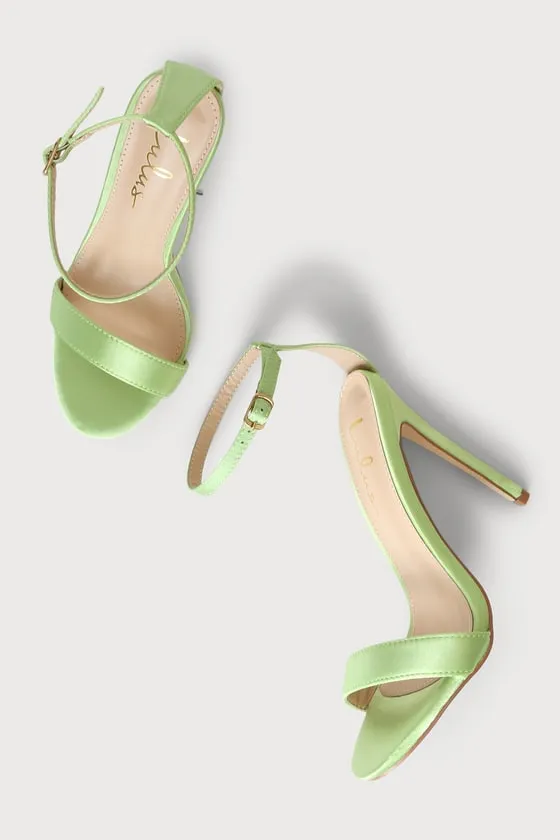 Ellyy Green Satin Ankle Strap Stiletto Heels sold by Lulus product image thumbnail 3