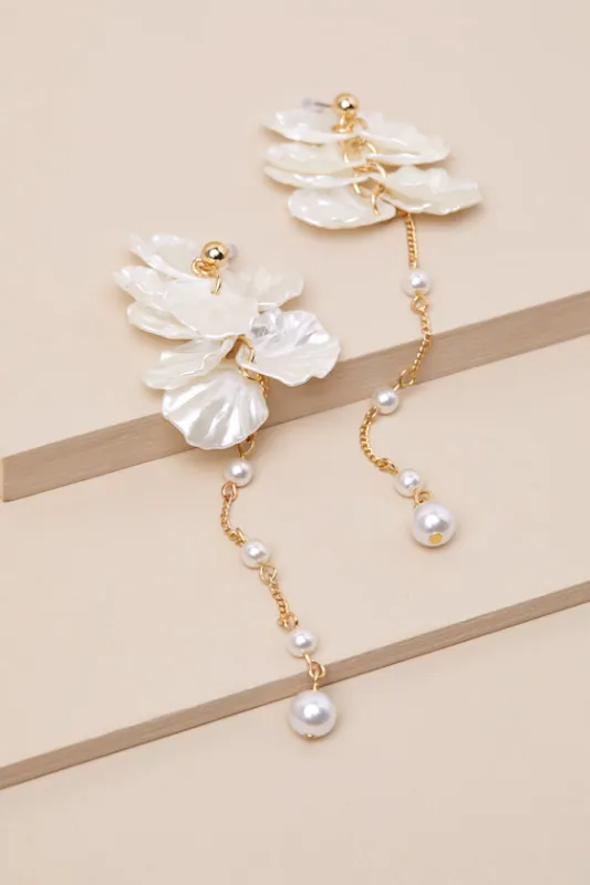 Cordella Gold Pearl Duster Earrings sold by Lulus