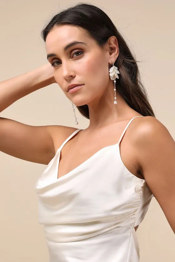 Cordella Gold Pearl Duster Earrings sold by Lulus product image thumbnail 3