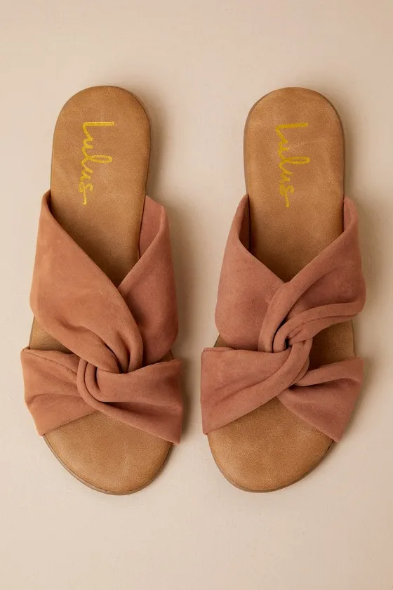 Santana Camel Suede Slide Sandals sold by Lulus product image thumbnail 2