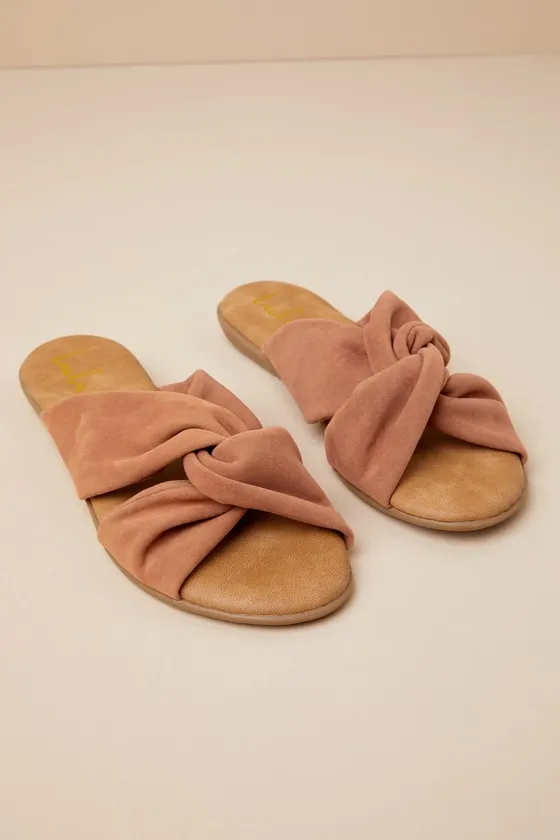 Santana Camel Suede Slide Sandals sold by Lulus product image thumbnail 3