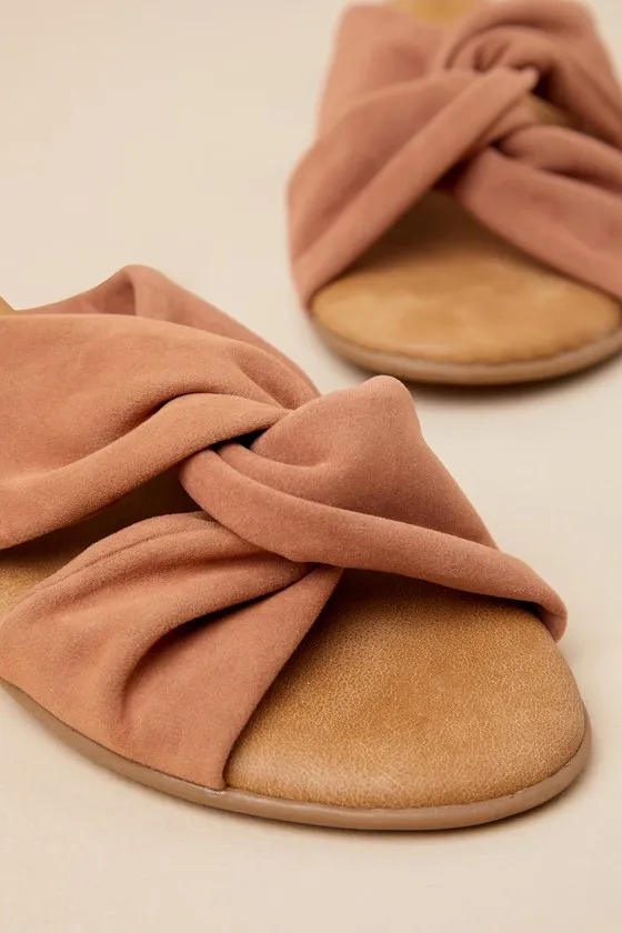 Santana Camel Suede Slide Sandals sold by Lulus product image thumbnail 4