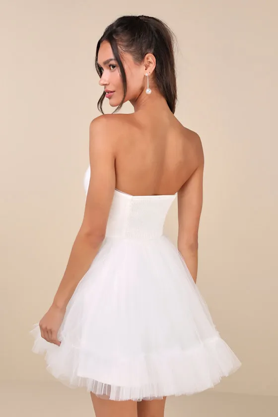 Lovely Flirtation White Tulle Strapless Bustier Mini Dress sold by Lulus product image thumbnail 2